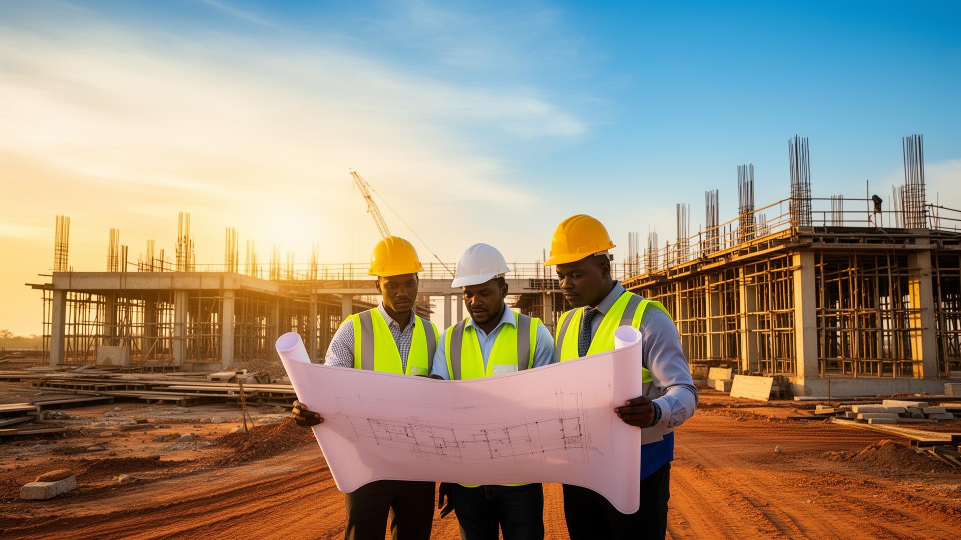 Samkook Nigeria engineers reviewing infrastructure plans